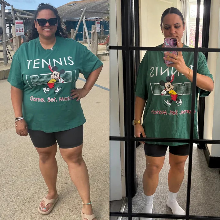 Before and after customer photo comparison