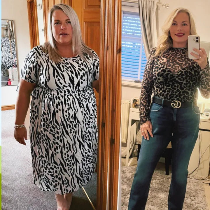 Before and after customer photo comparison