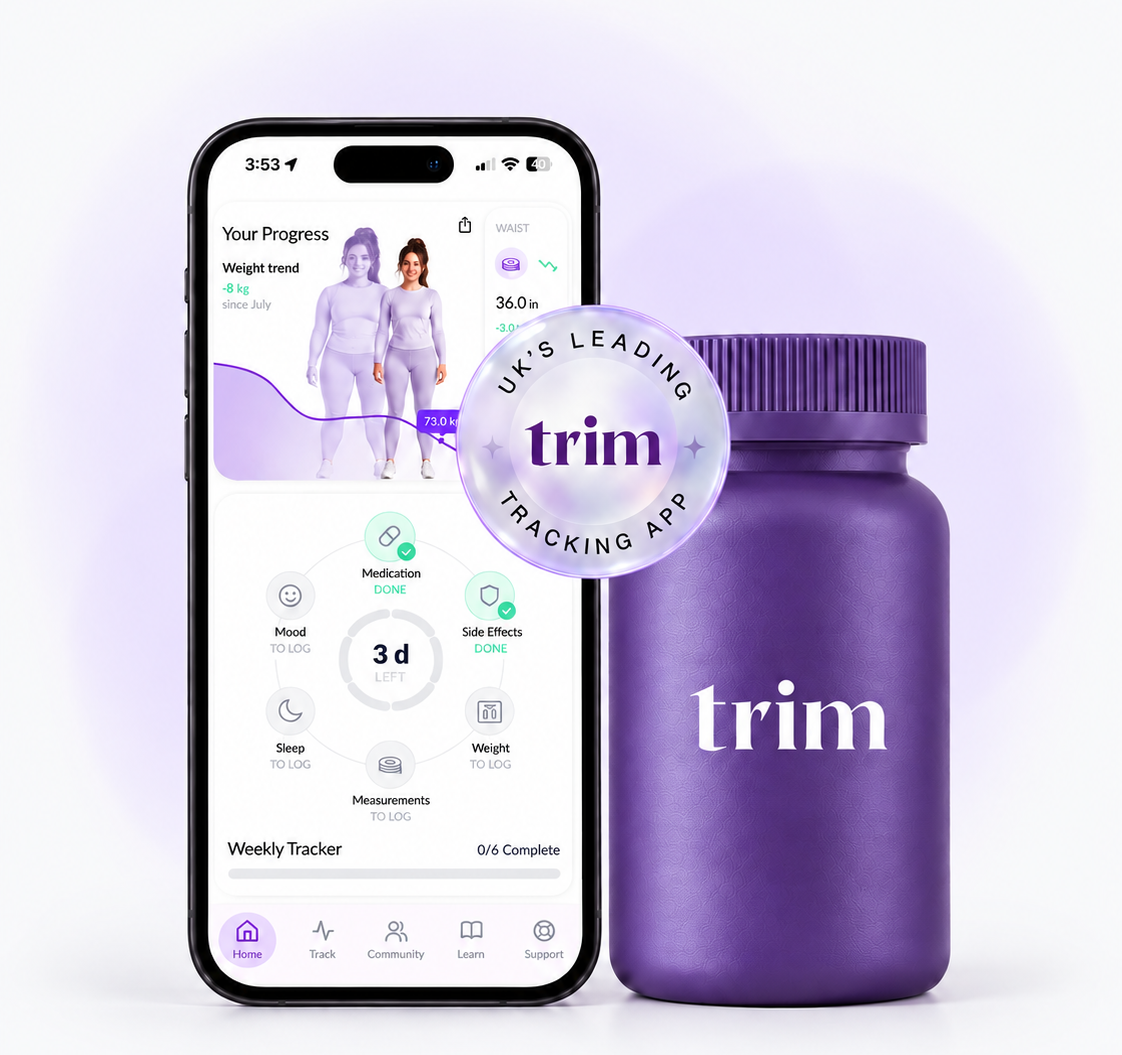 Trim weight-loss product beside the Trim tracking app